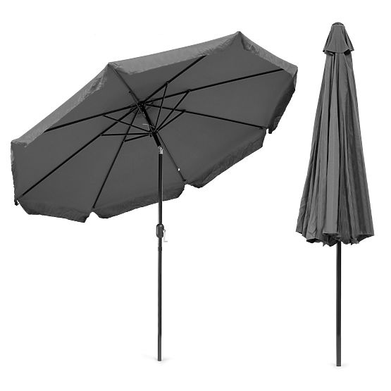 Large Garden Parasol 3m Tilted with Crank Grey