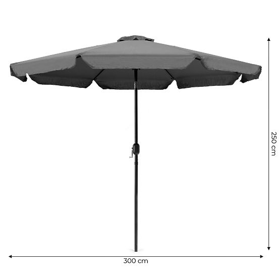 Large Garden Parasol 3m Tilted with Crank Grey
