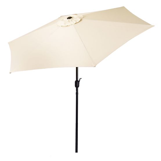 Large Garden Tilted Folding Parasol with Crank 6 Ribs Beige 270 cm