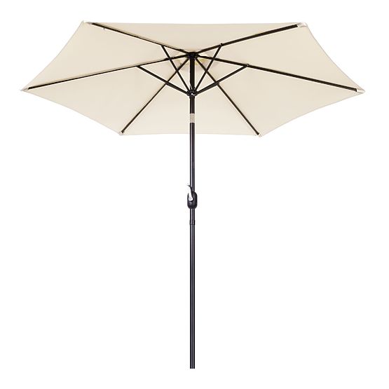 Large Garden Tilted Folding Parasol with Crank 6 Ribs Beige 270 cm