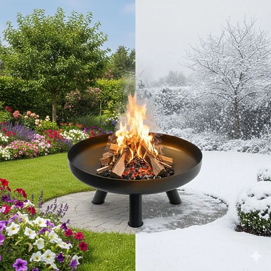 Large Solid Cast Iron Garden Fire Pit 60 cm Perfect for Campfires