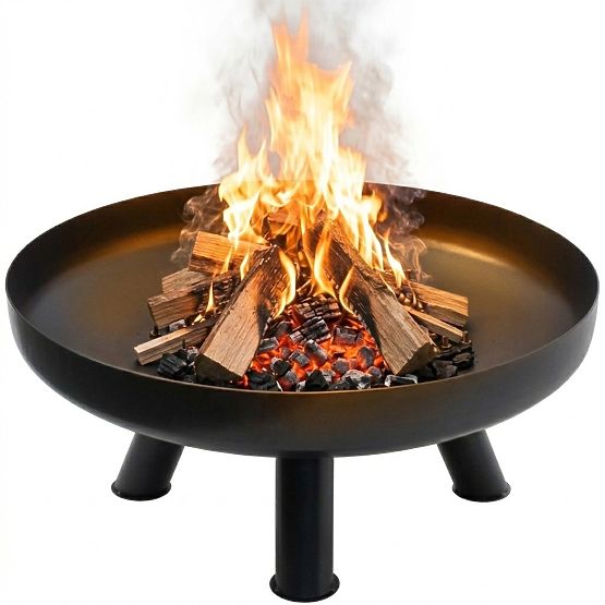 Large Solid Cast Iron Garden Fire Pit 60 cm Perfect for Campfires