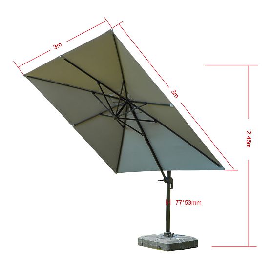 Large Square Folding Garden Parasol Plus Stand