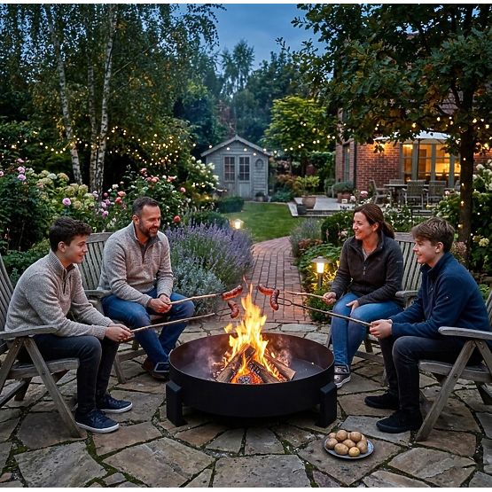 Large Sturdy Cast Iron Garden Fire Pit 60 cm with Handles Ideal for Campfires