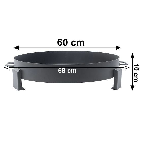 Large Sturdy Cast Iron Garden Fire Pit 60 cm with Handles Ideal for Campfires