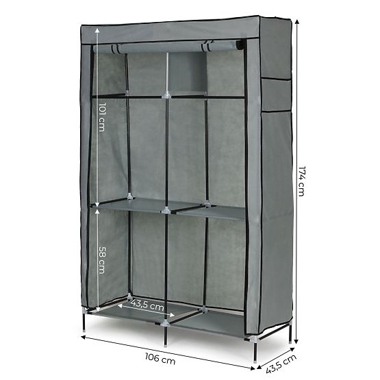 Large Textile Wardrobe with Shelves for Clothes and Shoes