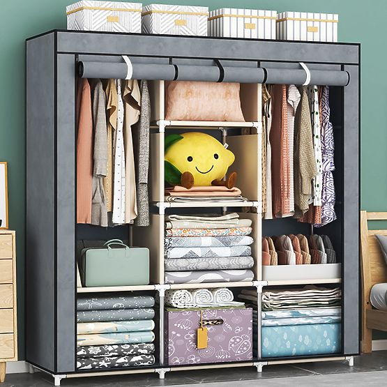 Large Textile Wardrobe with Shelves for Clothes and Shoes