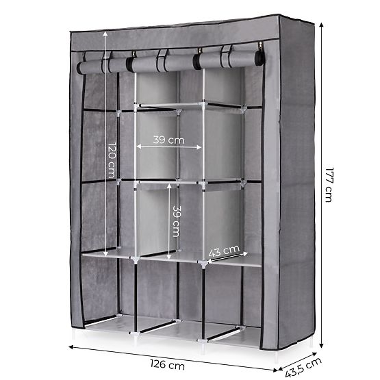 Large Textile Wardrobe with Shelves for Clothes and Shoes