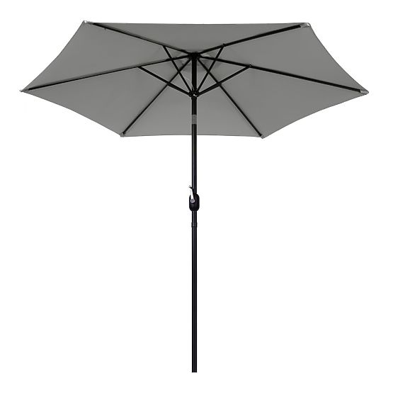 Large Tilted Garden Parasol with Crank 6 Ribs Grey 270 cm