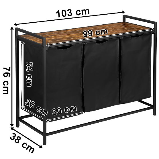 Laundry Basket with Shelf 3 Compartments ARTUS