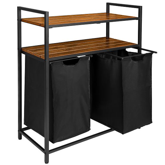 Laundry Basket with Shelves 2 Compartments MIRUN