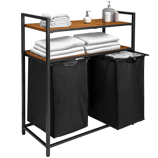 Laundry Basket with Shelves 2 Compartments MIRUN