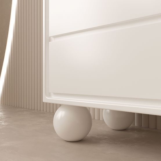 Lauria Dresser with Drawers 130 cm, White, Rounded, Ball Feet