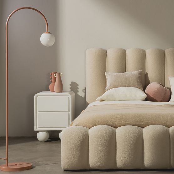 Lauria White Nightstand, Rounded, Ball Legs