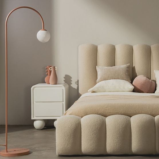 Lauria White Nightstand, Rounded, Ball Legs
