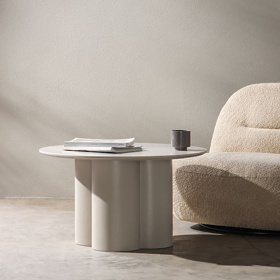 Lazaro Coffee Table 80 cm, Round, Gray-Beige