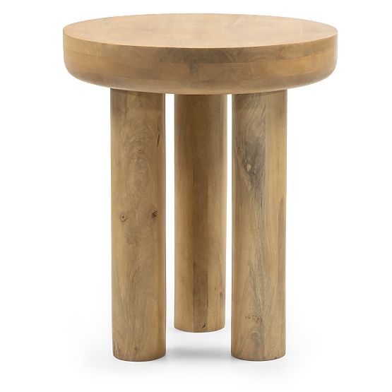 Limali Side Table 50 cm, Round, Mango Wood, Rounded Shapes