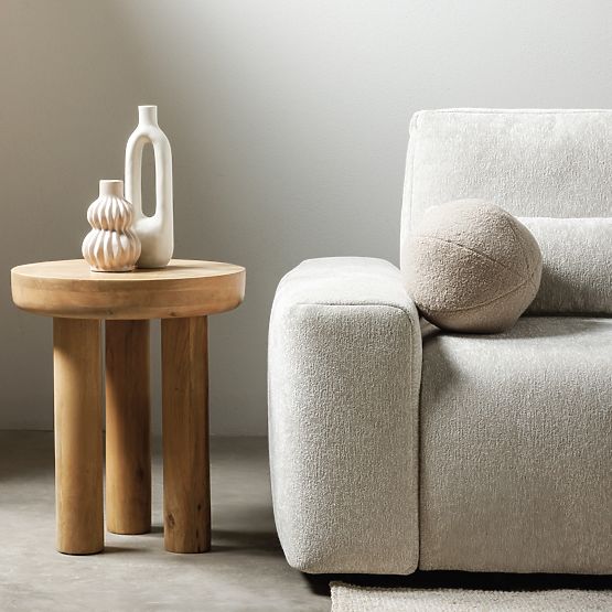 Limali Side Table 50 cm, Round, Mango Wood, Rounded Shapes