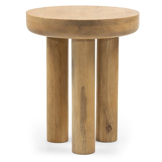 Limali Side Table 50 cm, Round, Mango Wood, Rounded Shapes