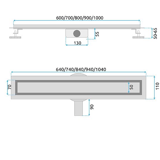 Linear Drain REA Neox for Brushed Copper 90