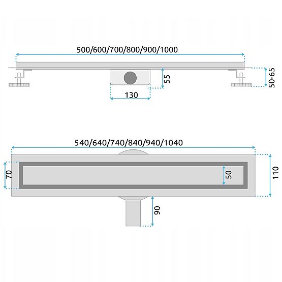 Linear Drain REA NEOX PRO Brushed Steel 60
