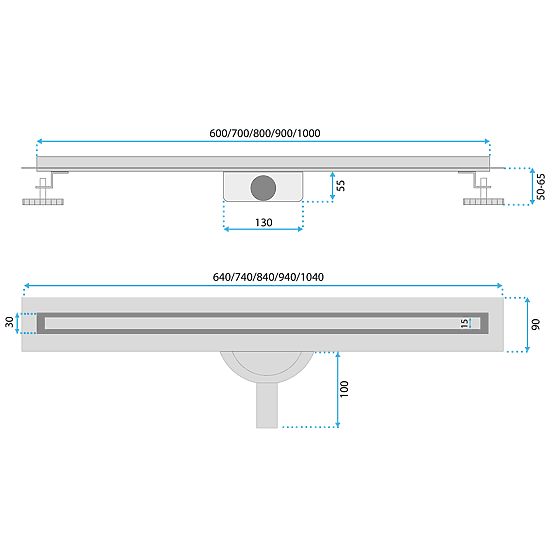 Linear Drain REA NEOX SLIM PRO Brushed Copper 80