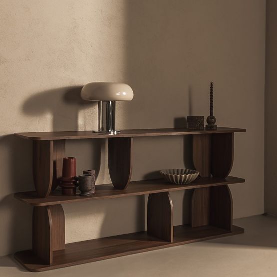 Low Bookcase Loocky, Rounded, Warmia Walnut