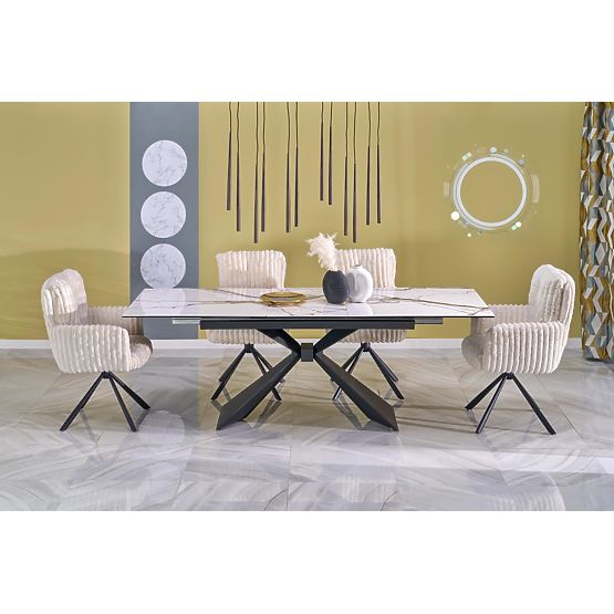 LUCIANO extendable table, top: white marble (2p=1pc)