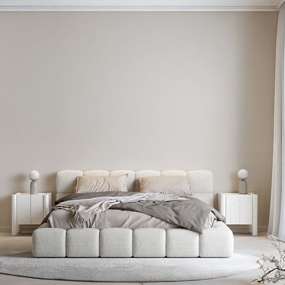 Lunaria Nightstand with Carved Front, White