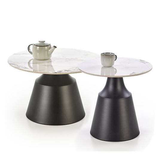 MAGNETA Set of 2 Benches, White Marble / Black (2pcs=1set)