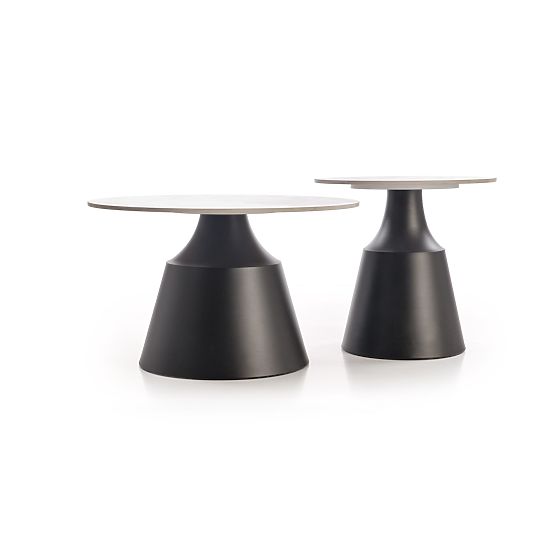 MAGNETA Set of 2 Benches, White Marble / Black (2pcs=1set)