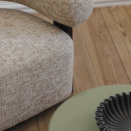 Maribel Relaxation Chair Beige-Grey/Walnut, Rounded Shape