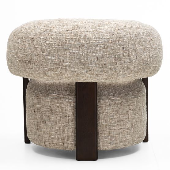Maribel Relaxation Chair Beige-Grey/Walnut, Rounded Shape