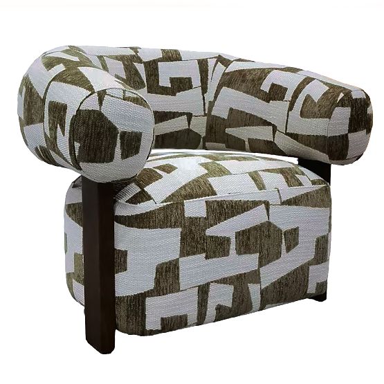 Maribel Relaxation Chair Olive-Cream/Walnut, Rounded Shapes