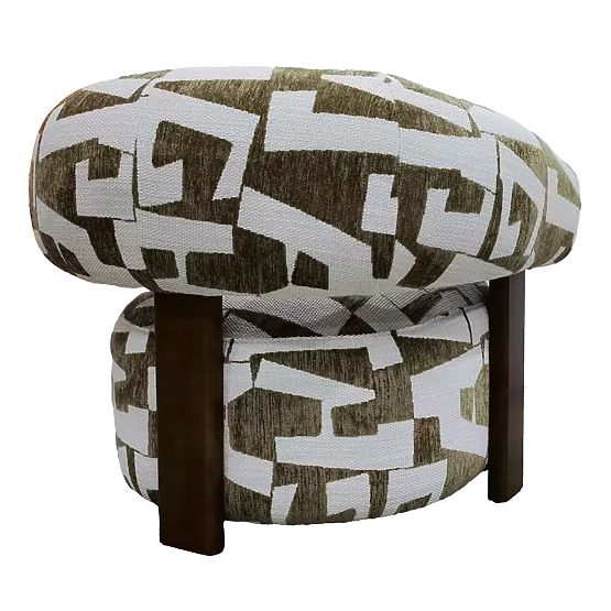 Maribel Relaxation Chair Olive-Cream/Walnut, Rounded Shapes