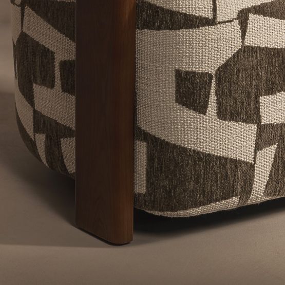 Maribel Relaxation Chair Olive-Cream/Walnut, Rounded Shapes