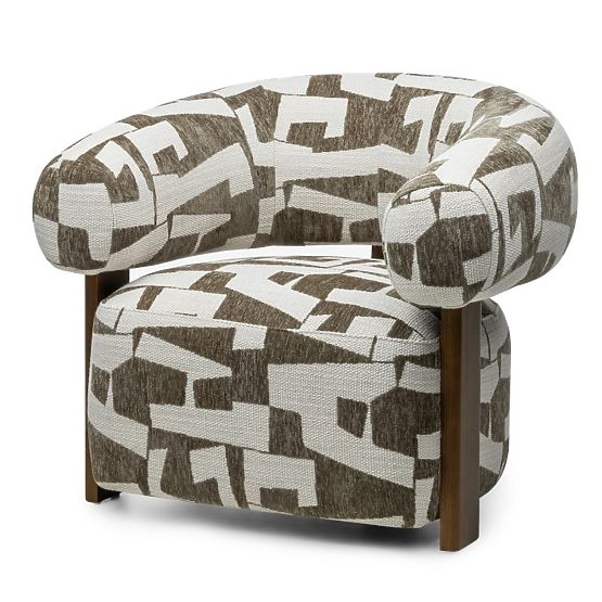 Maribel Relaxation Chair Olive-Cream/Walnut, Rounded Shapes