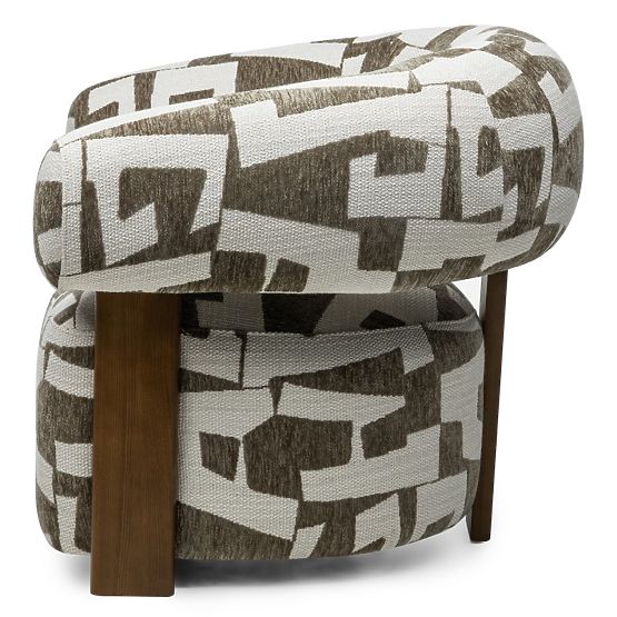 Maribel Relaxation Chair Olive-Cream/Walnut, Rounded Shapes