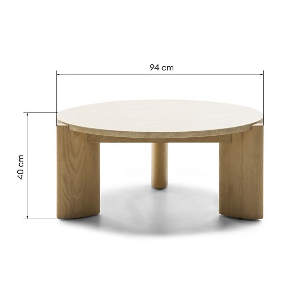 Medley Coffee Table 90 cm, Round, Travertine/Ash
