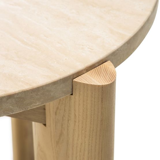 Medley Side Table 50 cm, Round, Travertine/Ash