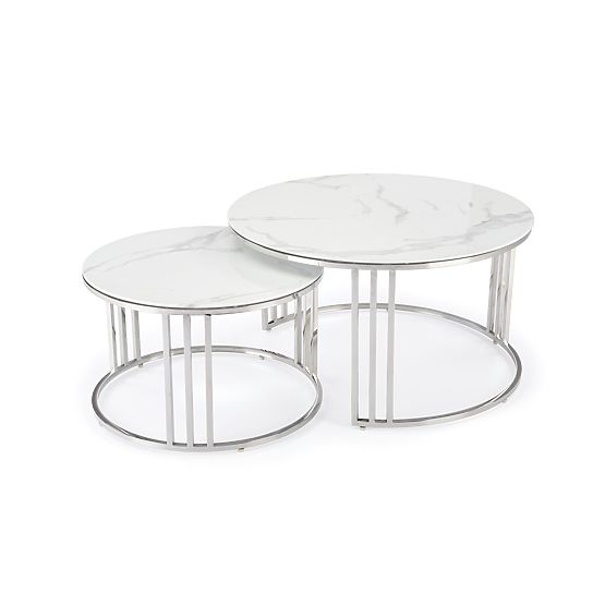 MERCURY 2 set of 2 benches, frame - silver, glass - white marble (1p=1pc)