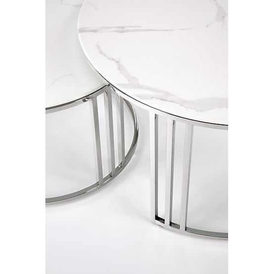 MERCURY 2 set of 2 benches, frame - silver, glass - white marble (1p=1pc)