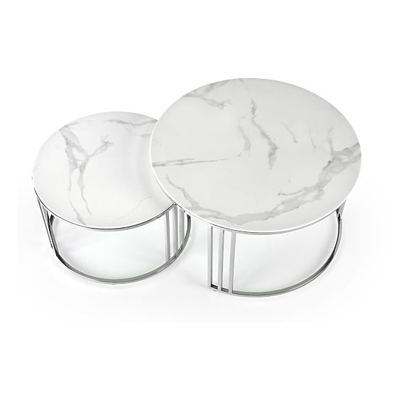 MERCURY 2 set of 2 benches, frame - silver, glass - white marble (1p=1pc)