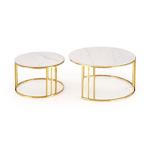 MERCURY 3 set of 2 benches, color: white marble / gold (2p=1pc)