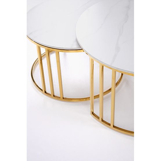 MERCURY 3 set of 2 benches, color: white marble / gold (2p=1pc)
