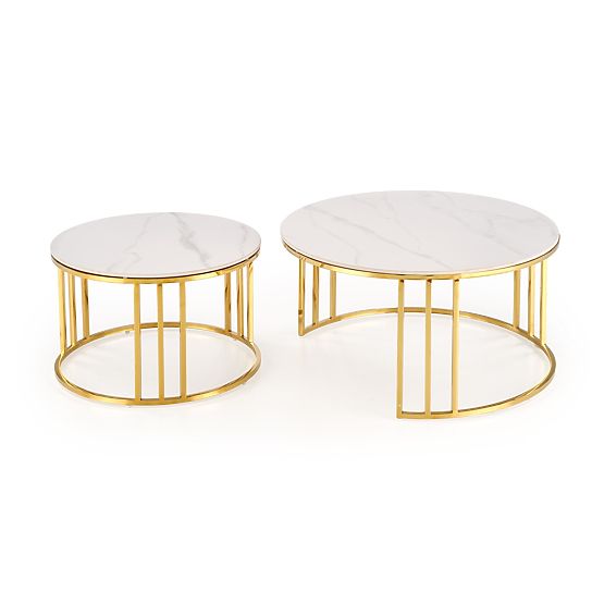 MERCURY 3 set of 2 benches, color: white marble / gold (2p=1pc)