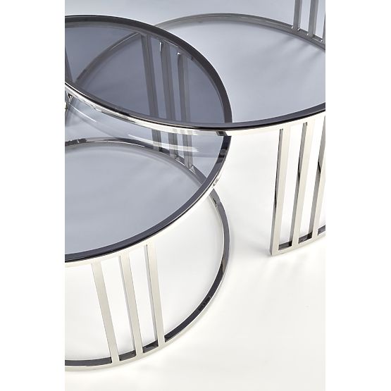 MERCURY set of 2 benches, frame - silver, glass - smoked (1p=1pc)