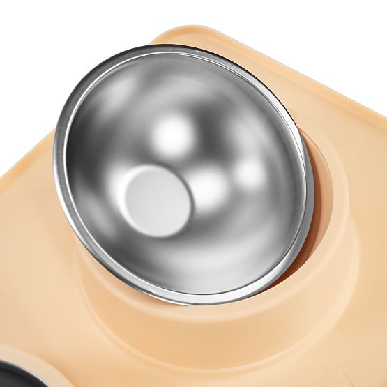 Metal Bowls for Dog or Cat with Non-Slip Mat Beige PJ-089
