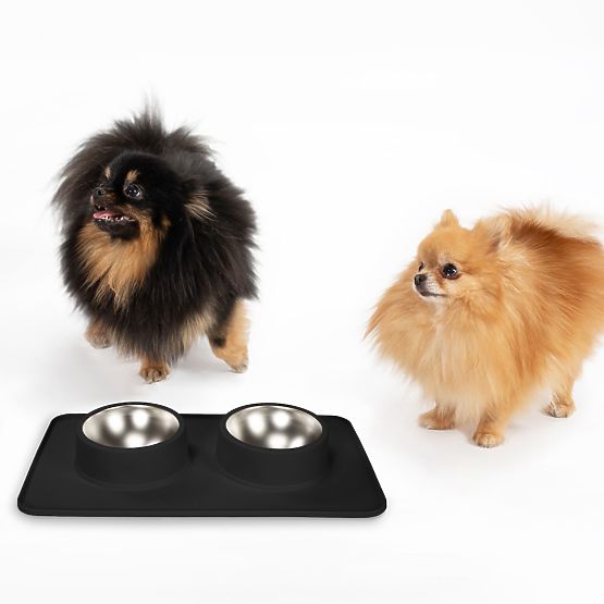 Metal Bowls for Dogs or Cats with Non-Slip Mat Black PJ-086