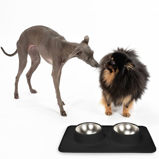 Metal Bowls for Dogs or Cats with Non-Slip Mat Black PJ-086